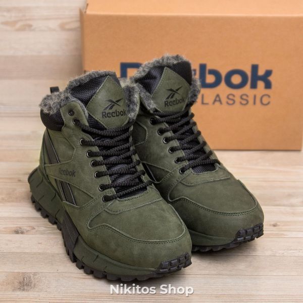 Чоловічі зимові шкіряні черевики хакі Reebok 05 R-05 хаки бот фото