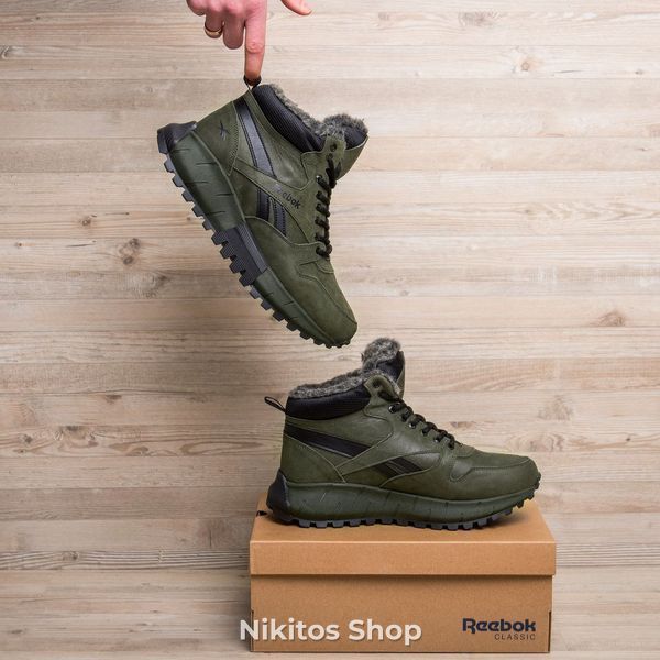 Чоловічі зимові шкіряні черевики хакі Reebok 05 R-05 хаки бот фото
