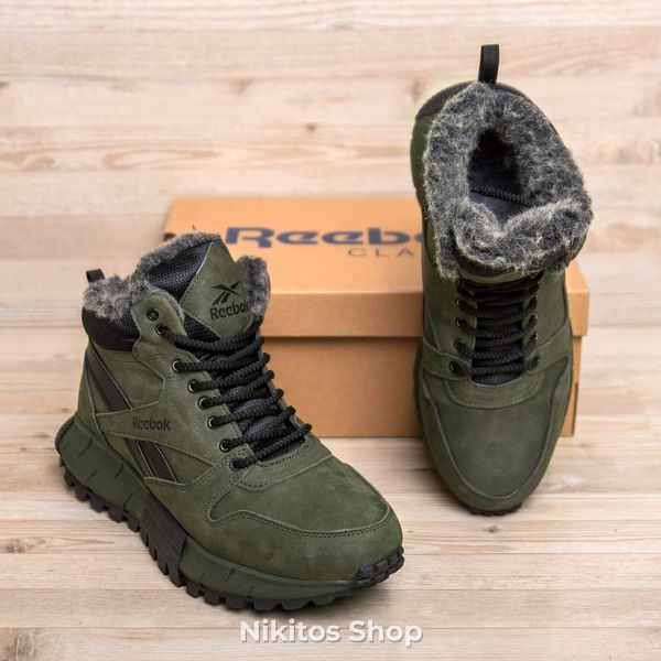 Чоловічі зимові шкіряні черевики хакі Reebok 05 R-05 хаки бот фото