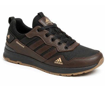 Мужские кроссовки кожаные черно-коричневые Adidas Climacool А66 А66 ч/кор фото