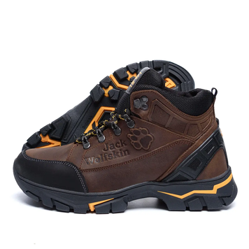 Мужские зимние кожаные ботинки коричневые Jack Wolfskin 132 and 132 brown бот фото