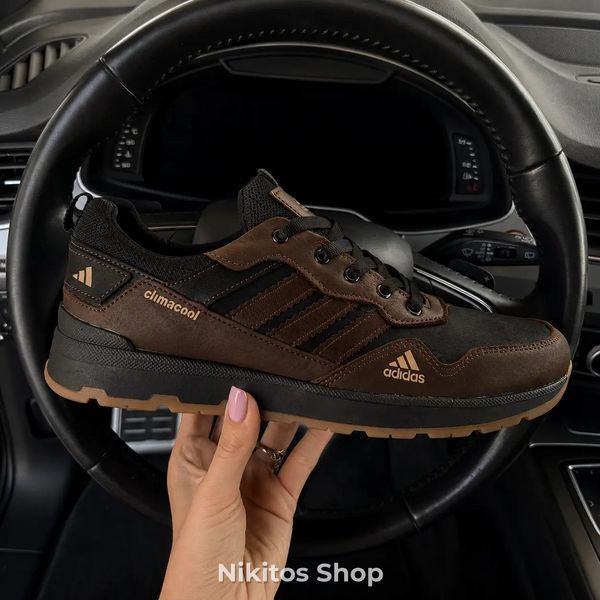 Чоловічі кросівки шкіряні чорно-коричневі Adidas Climacool А66 А66 ч/кор фото