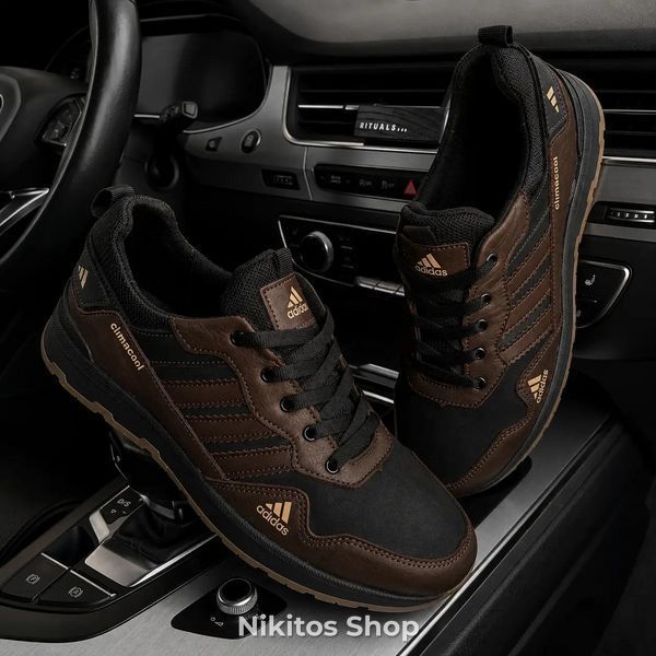 Чоловічі кросівки шкіряні чорно-коричневі Adidas Climacool А66 А66 ч/кор фото