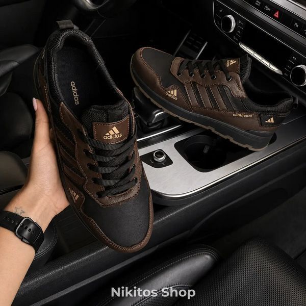 Чоловічі кросівки шкіряні чорно-коричневі Adidas Climacool А66 А66 ч/кор фото