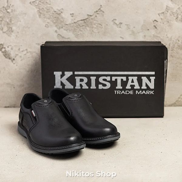 Мужские кожаные туфли черные Kristan old school 118 118 ч фото