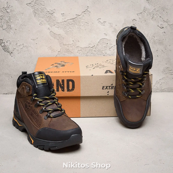 Чоловічі зимові шкіряні черевики коричневі Jack Wolfskin 132 and 132 brown бот фото