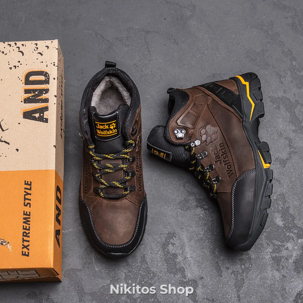 Чоловічі зимові шкіряні черевики коричневі Jack Wolfskin 132 and 132 brown бот фото
