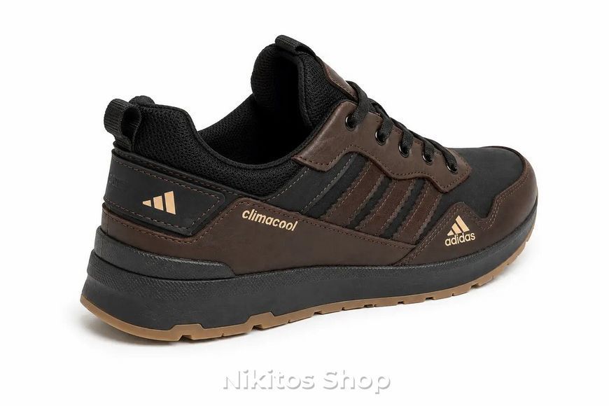 Чоловічі кросівки шкіряні чорно-коричневі Adidas Climacool А66 А66 ч/кор фото