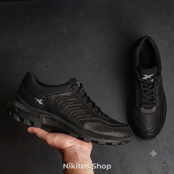 Мужские кроссовки кожаные чёрные Reebok Classic 07 R-07чорн фото