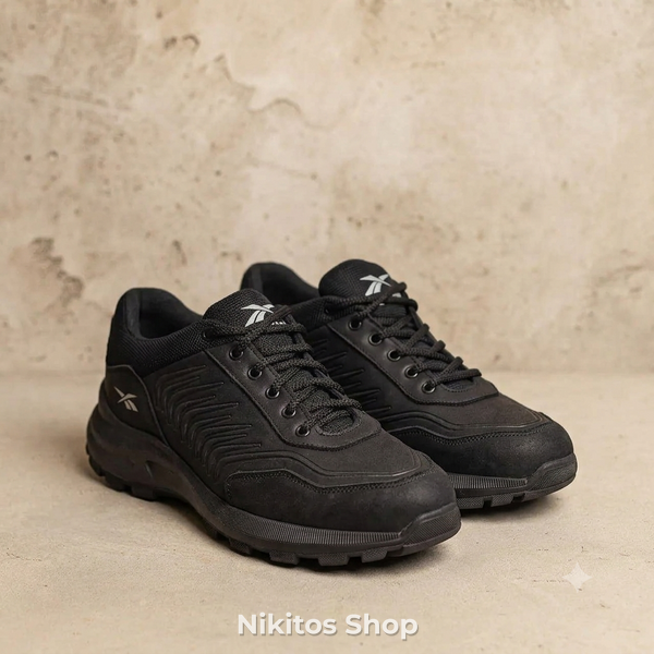 Мужские кроссовки кожаные чёрные Reebok Classic 07 R-07чорн фото
