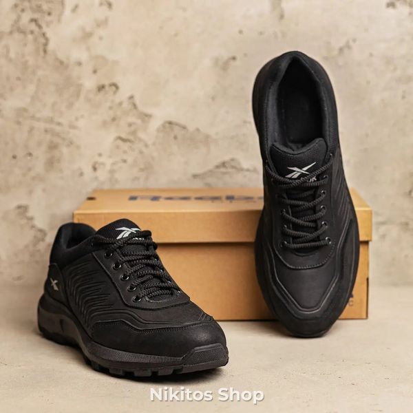 Мужские кроссовки кожаные чёрные Reebok Classic 07 R-07чорн фото