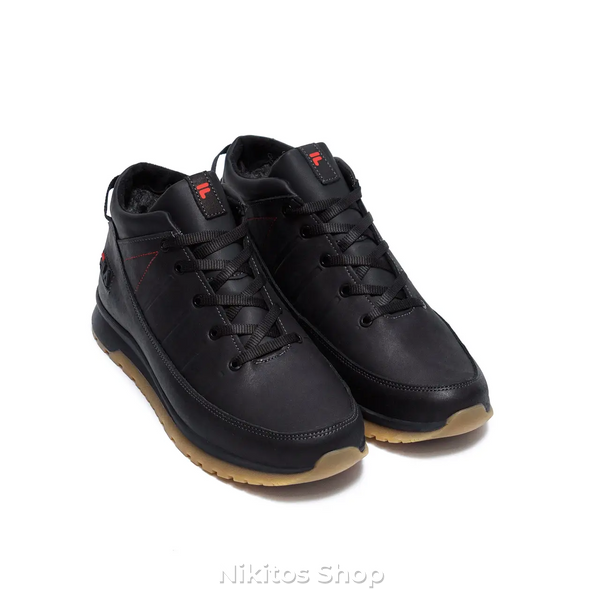 Чоловічі зимові шкіряні кросівки чорні Fila Classic 101 101 черн.бот фото