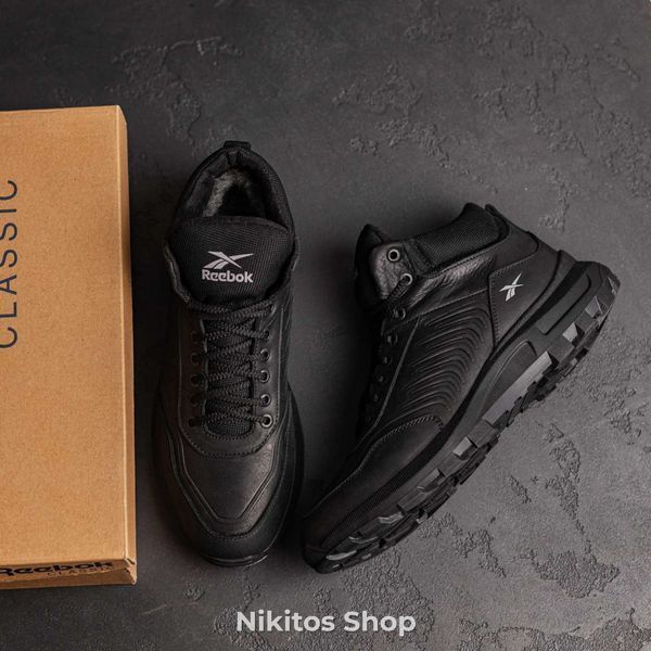 Чоловічі зимові шкіряні кросівки чорні Reebok Classic R-07 R-07чорн бот фото