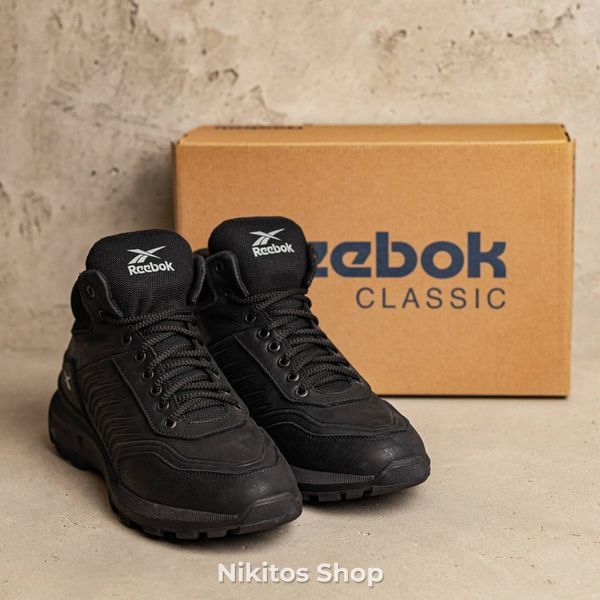 Чоловічі зимові шкіряні кросівки чорні Reebok Classic R-07 R-07чорн бот фото