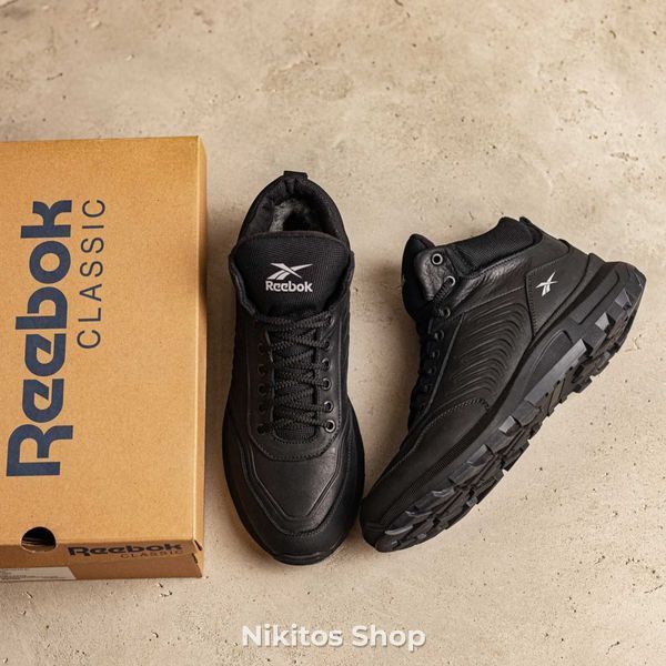Чоловічі зимові шкіряні кросівки чорні Reebok Classic R-07 R-07чорн бот фото