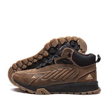 Мужские зимние кожаные кроссовки коричневые Adidas Ozelia A-04 A-04ол бот. фото