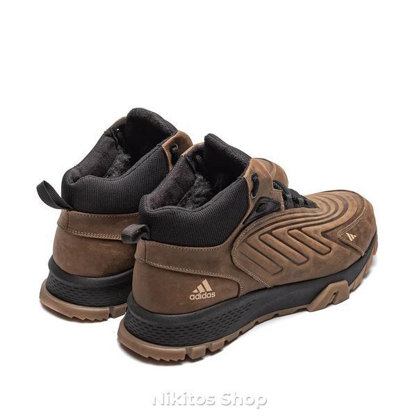 Чоловічі зимові шкіряні кросівки коричневі Adidas Ozelia A-04 A-04ол бот. фото