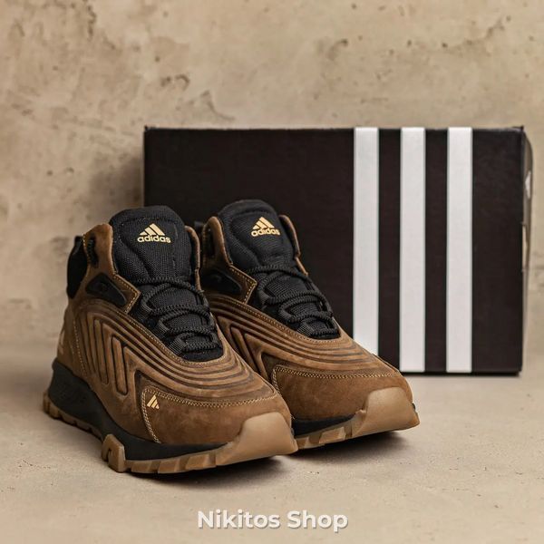 Чоловічі зимові шкіряні кросівки коричневі Adidas Ozelia A-04 A-04ол бот. фото
