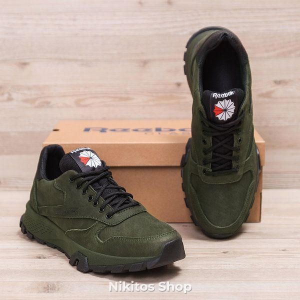 Чоловічі шкіряні кросівки Reebok Green R-01 R-01 хаки А фото