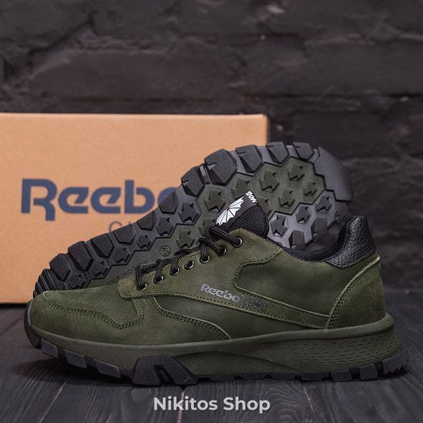 Чоловічі шкіряні кросівки Reebok Green R-01 R-01 хаки А фото