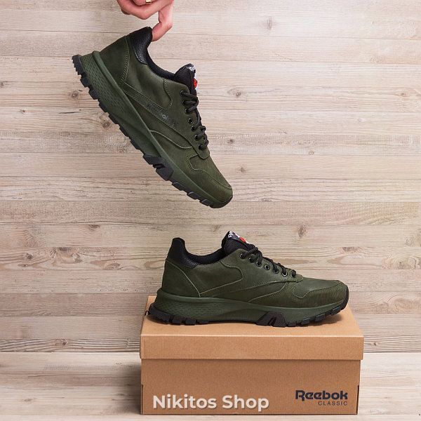 Чоловічі шкіряні кросівки Reebok Green R-01 R-01 хаки А фото