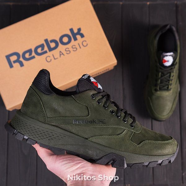 Чоловічі шкіряні кросівки Reebok Green R-01 R-01 хаки А фото