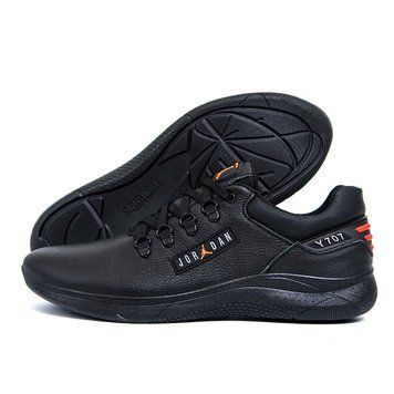 Мужские кожаные кроссовки чорные Jordan Y-707 j-03 фото