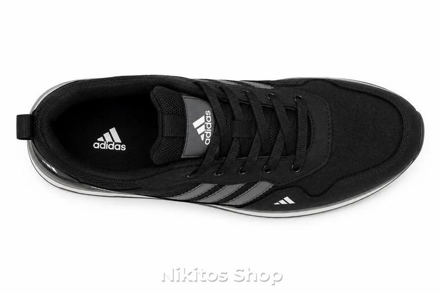 Чоловічі кросівки шкіряні чорні Adidas Climacool А66  А66 ч/сір фото