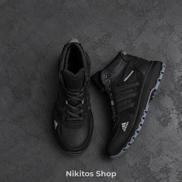 Мужские зимние кожаные кроссовки черные Adidas Climacool А30 А30 сір бот фото
