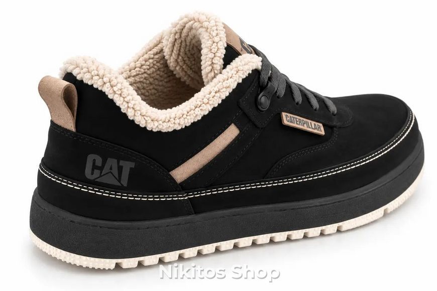 Мужские зимние кожаные кроссовки черные CAT Clasic W26-116 W26-116 чор фото