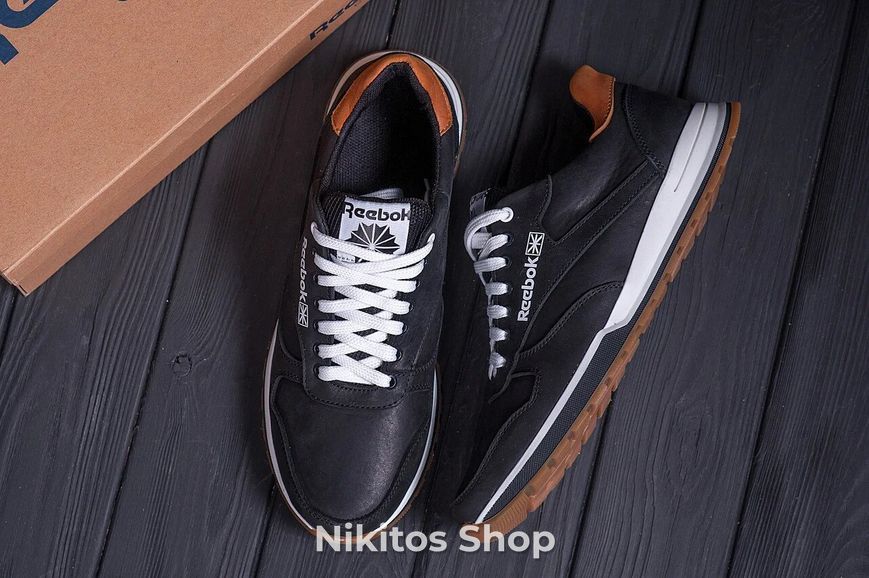 Чоловічі шкіряні кросівки Reebok Classic Leather Trail Black 02 R-02 черн. фото