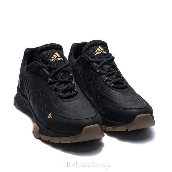 Мужские кожаные кроссовки Adidas Ozelia Black 04 А-04ч.р фото
