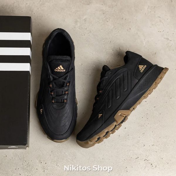 Мужские кожаные кроссовки Adidas Ozelia Black 04 А-04ч.р фото