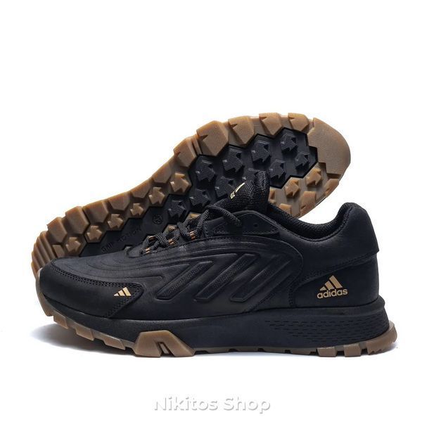 Мужские кожаные кроссовки Adidas Ozelia Black 04 А-04ч.р фото