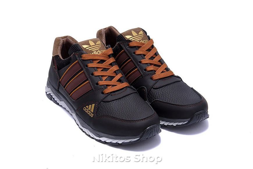 Мужские кожаные кроссовки черные Adidas Tech Flex 902 902 brown фото