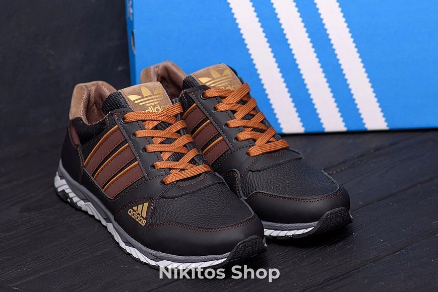 Мужские кожаные кроссовки черные Adidas Tech Flex 902 902 brown фото