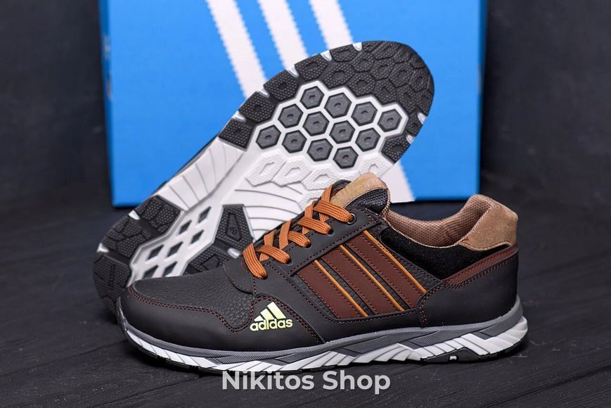 Мужские кожаные кроссовки черные Adidas Tech Flex 902 902 brown фото