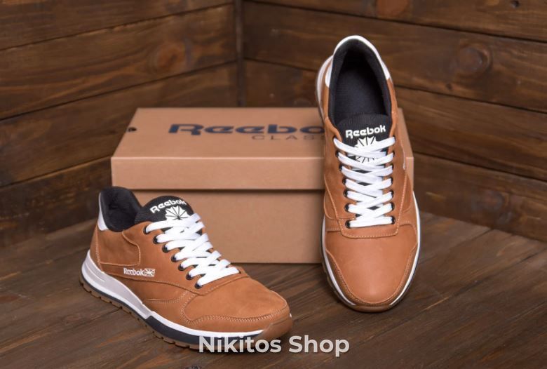 Мужские кожаные кроссовки Reebok Classic Leather Trail Ginger Colour 02 R-02 рыж фото