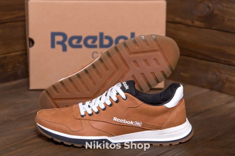 Мужские кожаные кроссовки Reebok Classic Leather Trail Ginger Colour 02 R-02 рыж фото