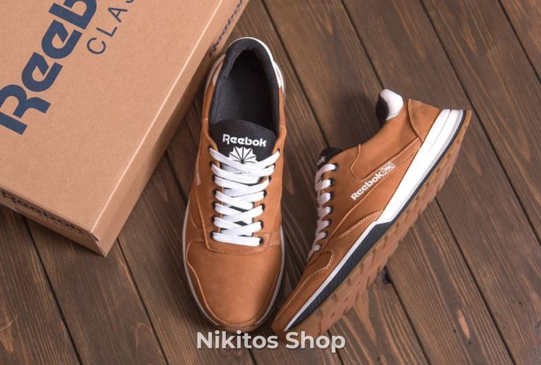 Мужские кожаные кроссовки Reebok Classic Leather Trail Ginger Colour 02 R-02 рыж фото