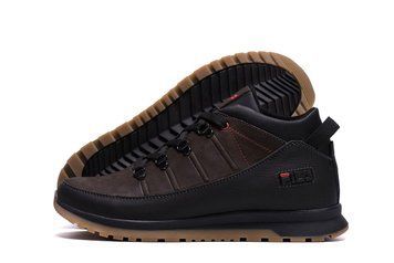 Мужские зимние кожаные кроссовки коричневые Fila Classic 101 101 ч/кор.бот фото