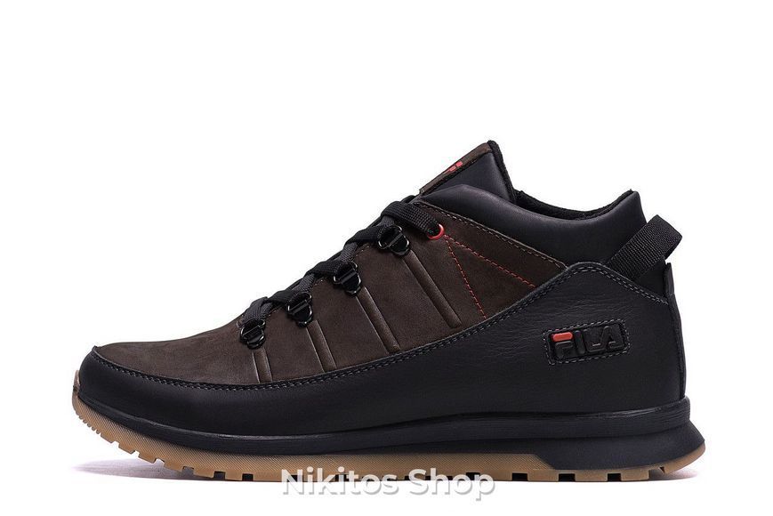 Чоловічі зимові шкіряні кросівки коричневі Fila Classic 101 101 ч/кор.бот фото