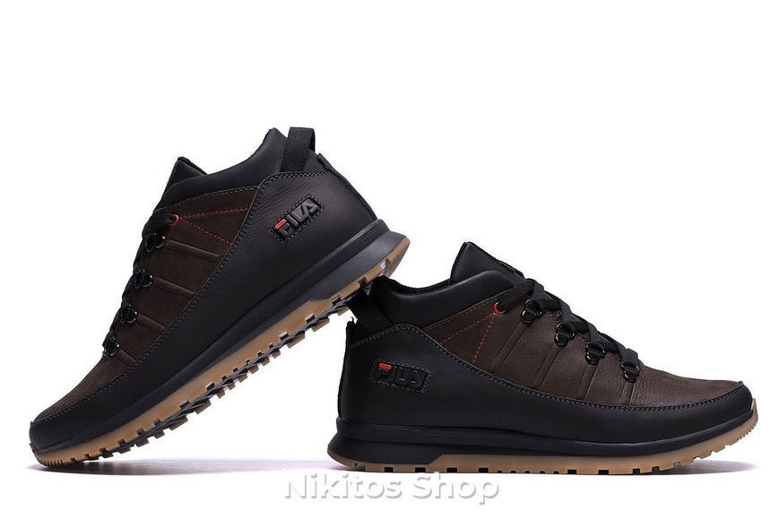 Чоловічі зимові шкіряні кросівки коричневі Fila Classic 101 101 ч/кор.бот фото