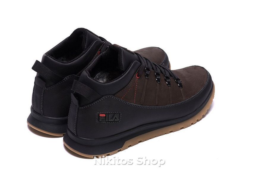 Чоловічі зимові шкіряні кросівки коричневі Fila Classic 101 101 ч/кор.бот фото
