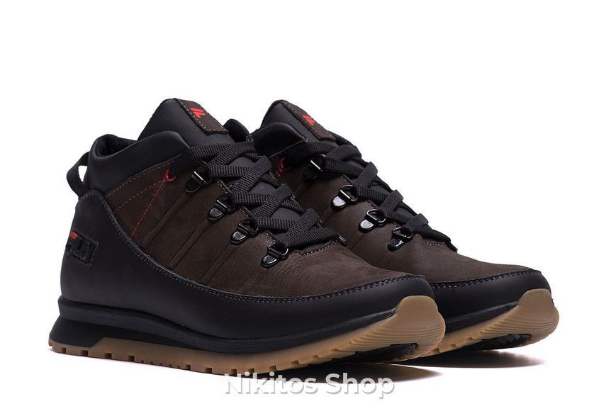 Чоловічі зимові шкіряні кросівки коричневі Fila Classic 101 101 ч/кор.бот фото