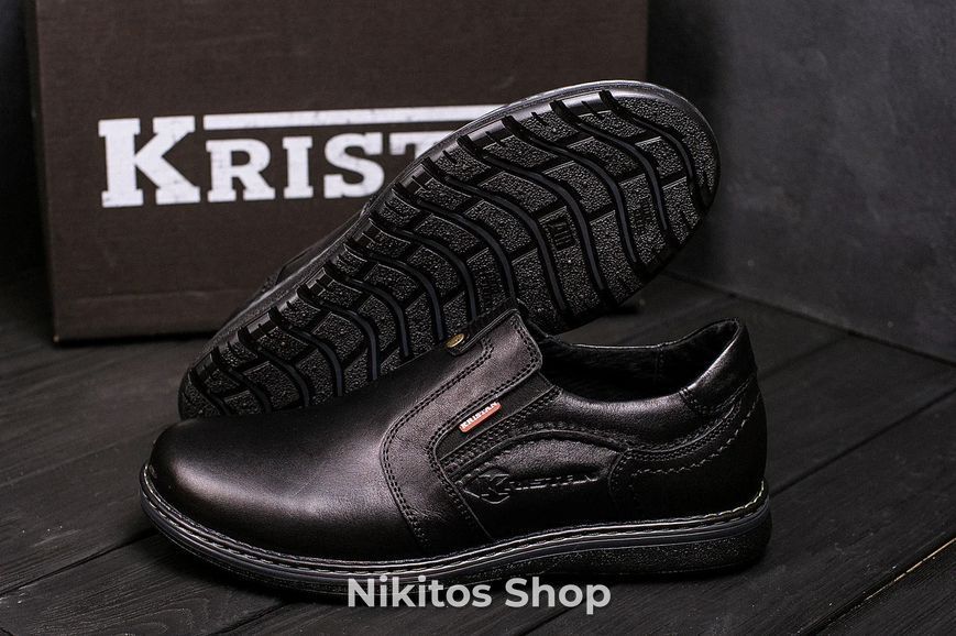 Мужские кожаные туфли Kristan black old school 115 115 ч фото