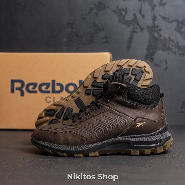 Чоловічі зимові шкіряні кросівки коричневі Reebok Classic R-07 R-07шок бот фото