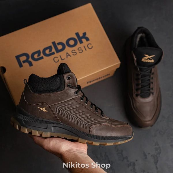 Чоловічі зимові шкіряні кросівки коричневі Reebok Classic R-07 R-07шок бот фото