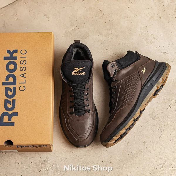 Чоловічі зимові шкіряні кросівки коричневі Reebok Classic R-07 R-07шок бот фото