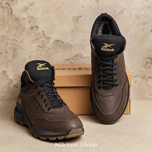 Чоловічі зимові шкіряні кросівки коричневі Reebok Classic R-07 R-07шок бот фото